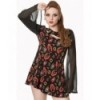 Top Banned Clothing Sacrouge Heart Flare Sleeve Dress Noir