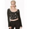 Top Banned Clothing Purrrrfect Kitty Flare Sleeve Top Noir