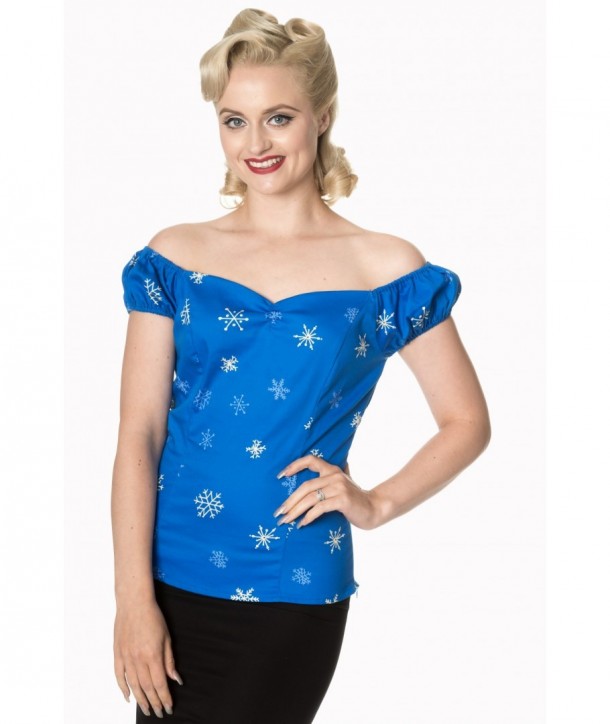 Top Banned Clothing Romance Lives Off Shoulder Top Bleu