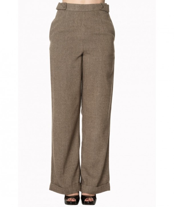 Pantalon Banned Clothing Lady Luck Wide Leg Trouser Marron