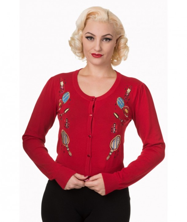 Banned Retro Pia Tie Cardigan in Weinrot