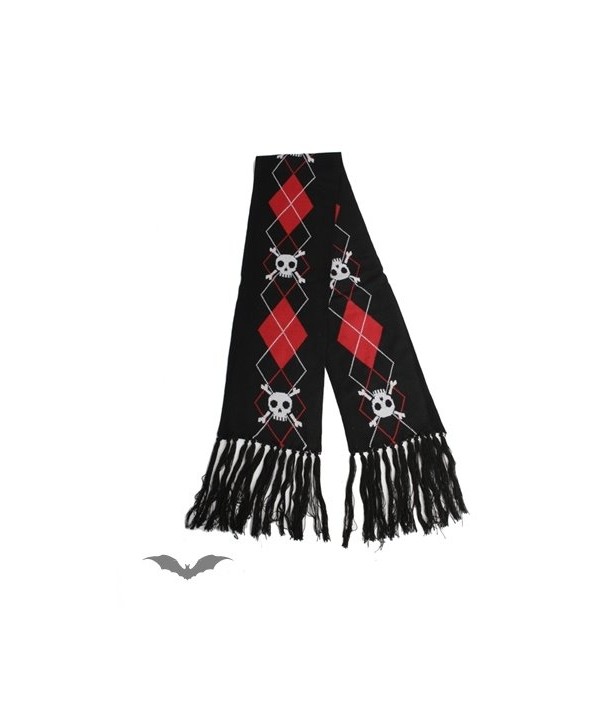 Echarpe Queen Of Darkness Gothique Black Scarf, Large Red & White Plaid