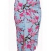 Jupe Banned Clothing Last Dance Pencil Skirt Plus Blossom Bleu