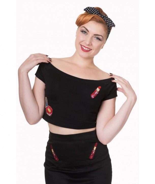 Top Banned Clothing New Romatics Cropped Top Noir