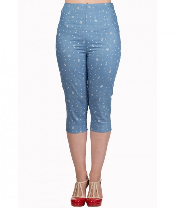 Pantalon Banned Clothing Sweet Talker Capri Trousers Alaska Bleu