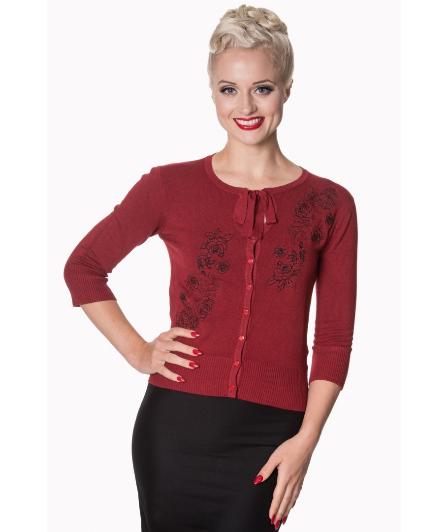  Cardigan  Banned Clothing CA3166 DELILAH bordeaux Retro 