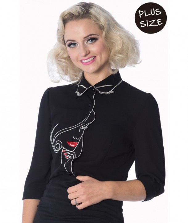 Chemise Blouse Banned Clothing Model Face Black