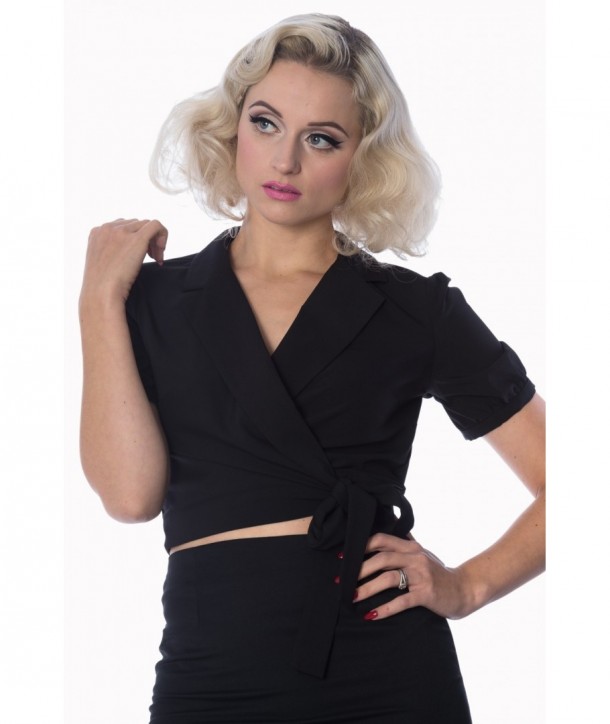 Chemise Blouse Banned Clothing Happy Days Wrap Black