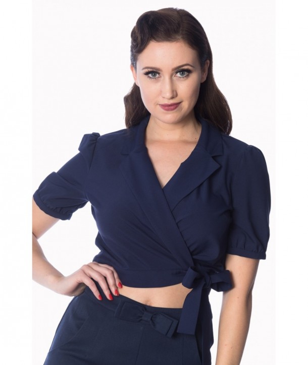 Chemise Blouse Banned Clothing Happy Days Wrap Navy