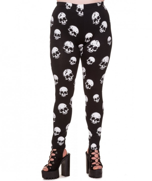 Leggings Banned Clothing White Skulls