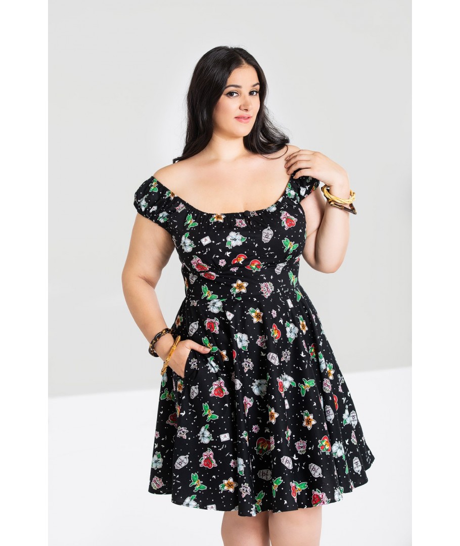 Robe rockabilly grande taille Hell Bunny 4865 LOVEBIRD MID