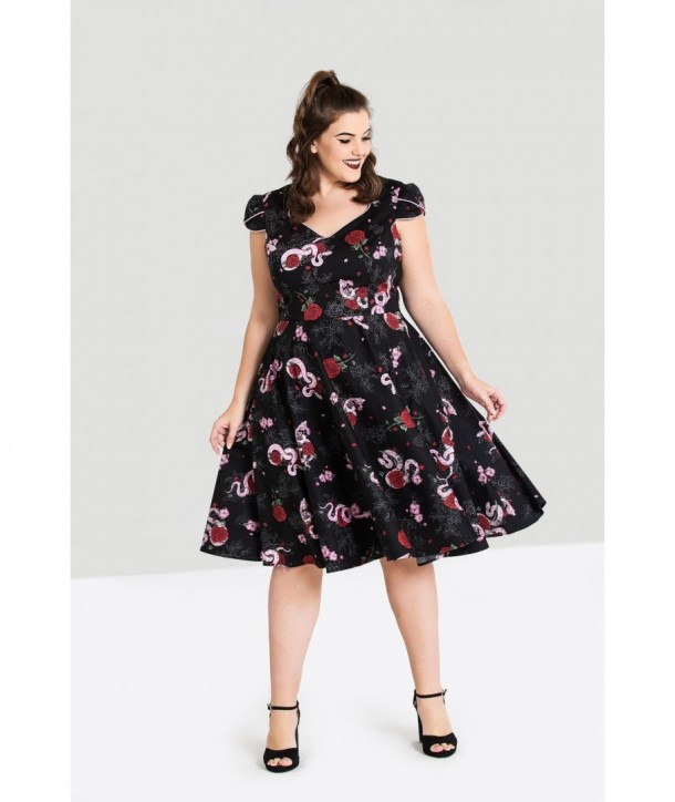 Robe grande taille Hell Bunny Python Rose 50'S