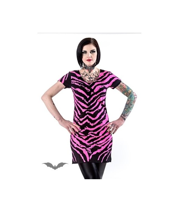 Robe Queen Of Darkness Gothique Pink Zebra Pattern Dress