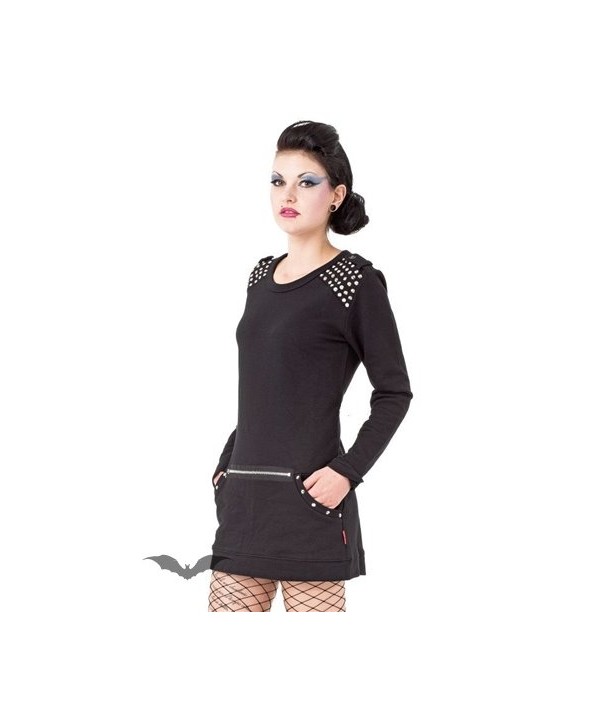 Robe Queen Of Darkness Gothique Studded Mini Dress With Front Pocket