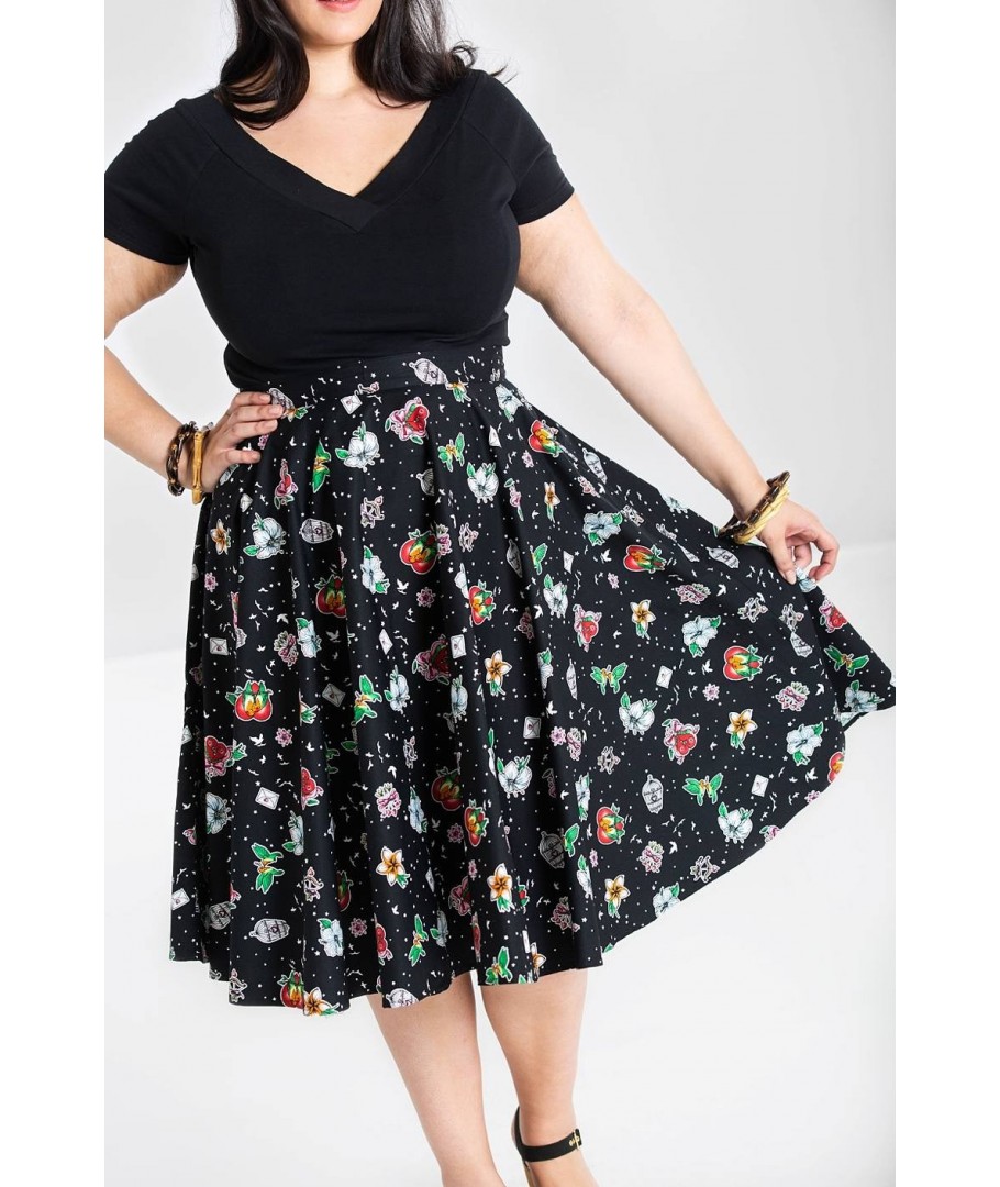 Jupe grande taille Hell Bunny Lovebird 50'S Skirt +Size rock pin-up lolita