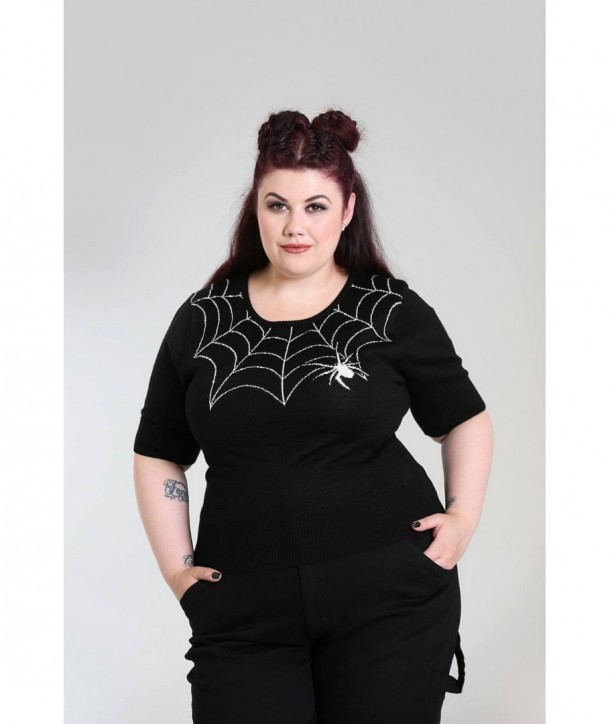 Pull grande taille Hell Bunny Black Widow