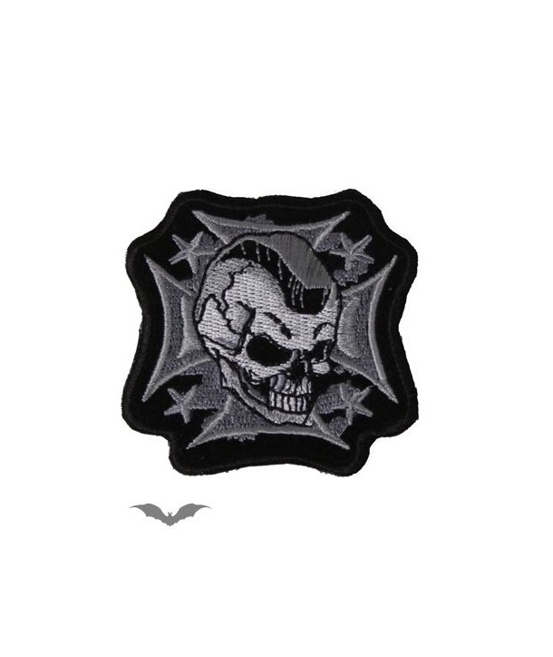 Patches Queen Of Darkness Gothique Small Patch: Mohawk Skull On Iron Cross