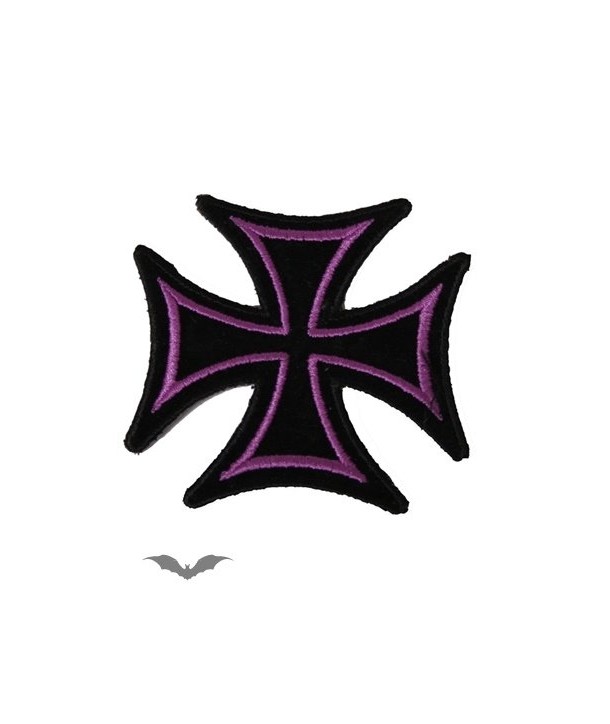 Patches Queen Of Darkness Gothique Patch: Iron Cross With Purple Frame