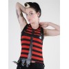 Top Queen Of Darkness Gothique Black/Red Striped Top With Latex Cross