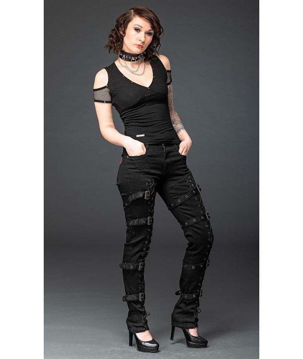 Pantalon Queen Of Darkness GOTHIC PANTS WITH LACING AND BUCKLES