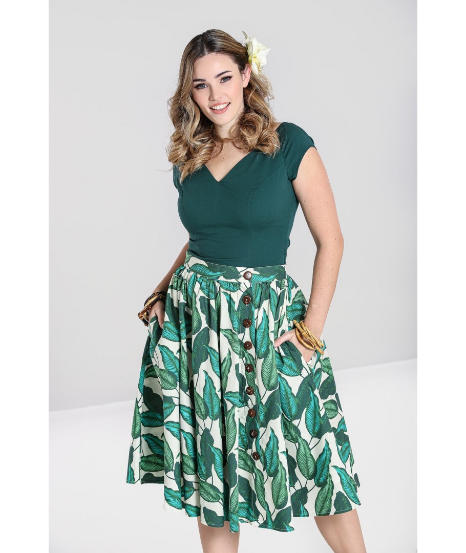 Jupe rock Grande Taille Hell Bunny HLB50108P RAINFOREST 50'S SKIRT sur  Vente Rock Privée