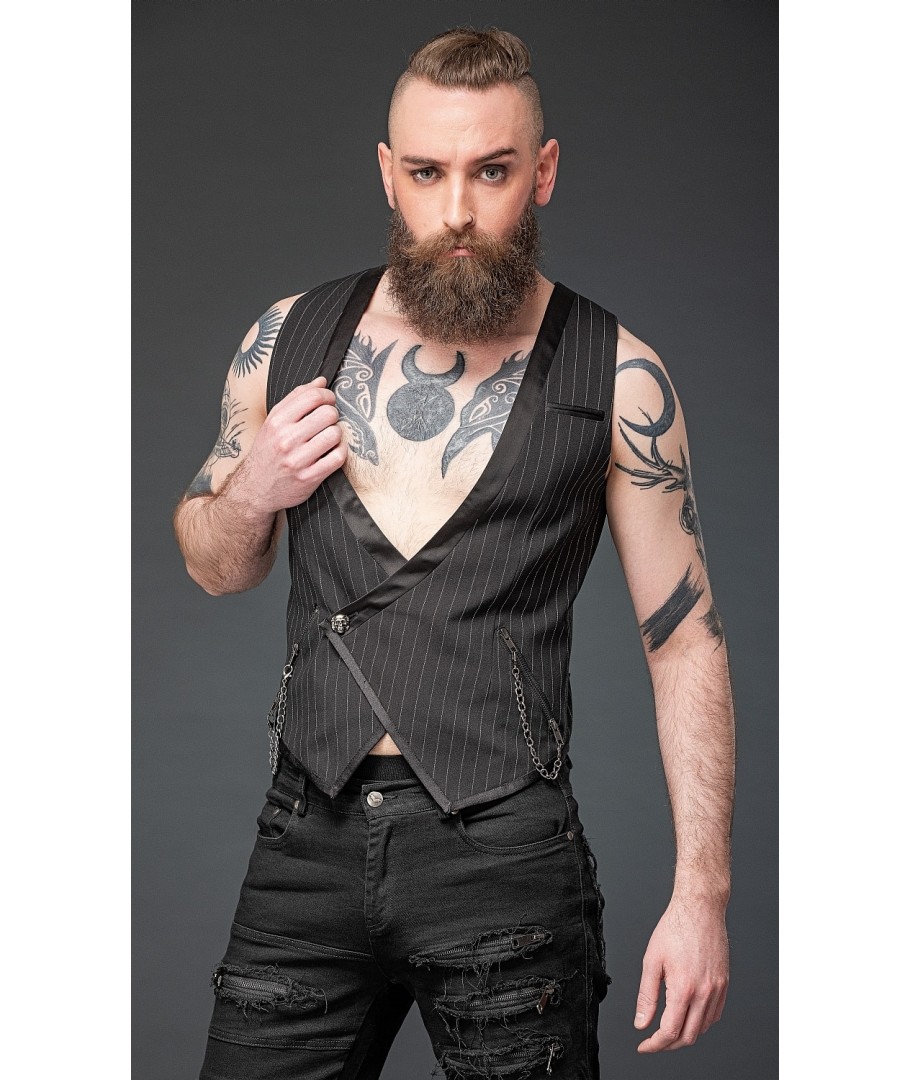 Veste pouur homme Queen of Darkness VE2-011/20 ELEGANT PINSTRIPED VEST WITH  POCKETS AND