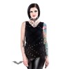 Top Queen Of Darkness Gothique Vest With Decorative Studded Seams