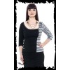 Top Queen Of Darkness Gothique Black And Grey Shirt With Stripes