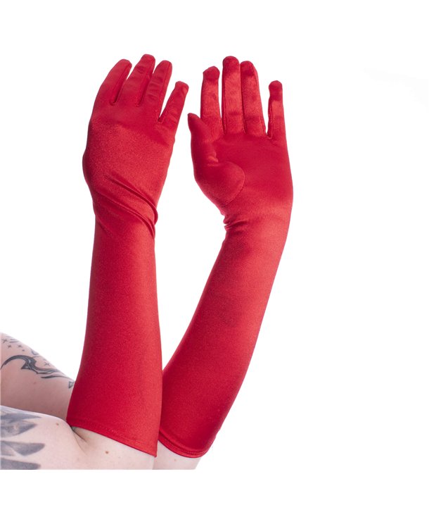 Gants ELEGANA SATIN LONG Rouge