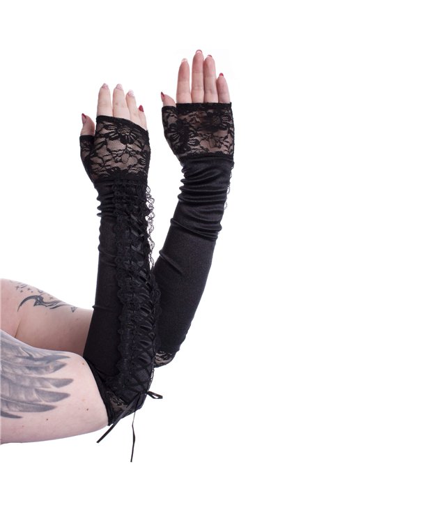 Gants LONG LACE Corset Noir