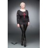 Top Queen Of Darkness Gothique Black Shirt With Cross And Lace