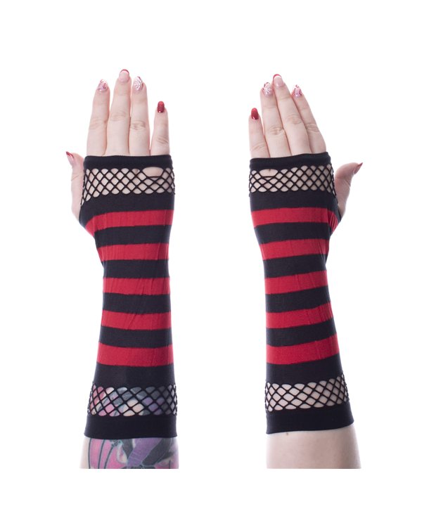 Gants STRIPED MESH Noir / Rouge