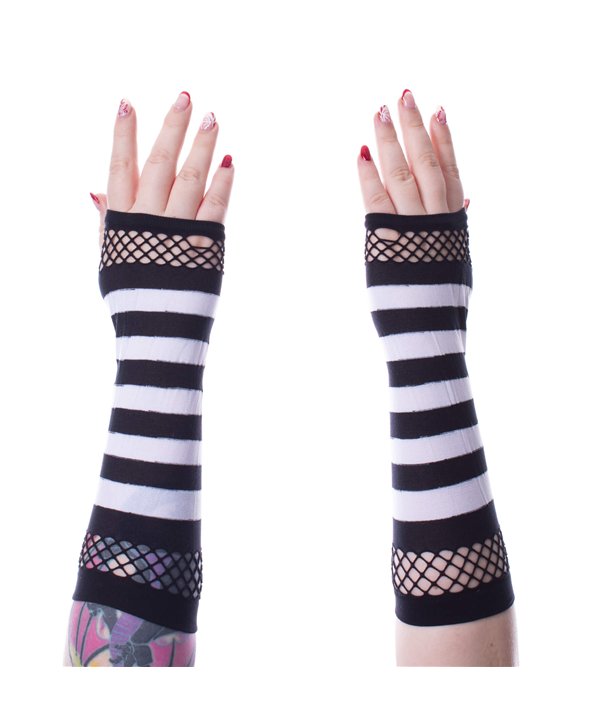 Gants STRIPED MESH Noir / Blanc