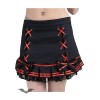 Jupe Queen Of Darkness Gothique Black Skirt With Red Lacings & Hem Trim