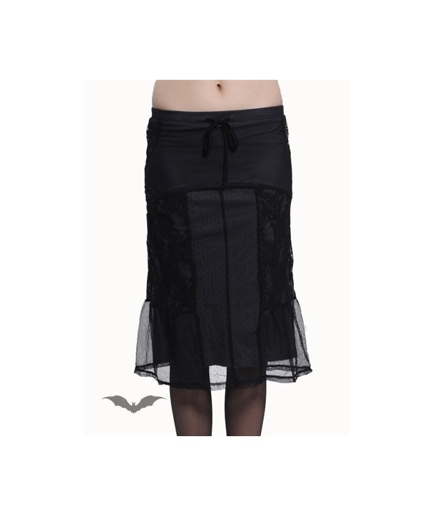 Jupe Queen Of Darkness Gothique Knee Length Grey Skirt With Laces