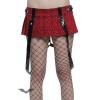 Jupe Queen Of Darkness Gothique Red Leopard Skirt With Bondage Straps