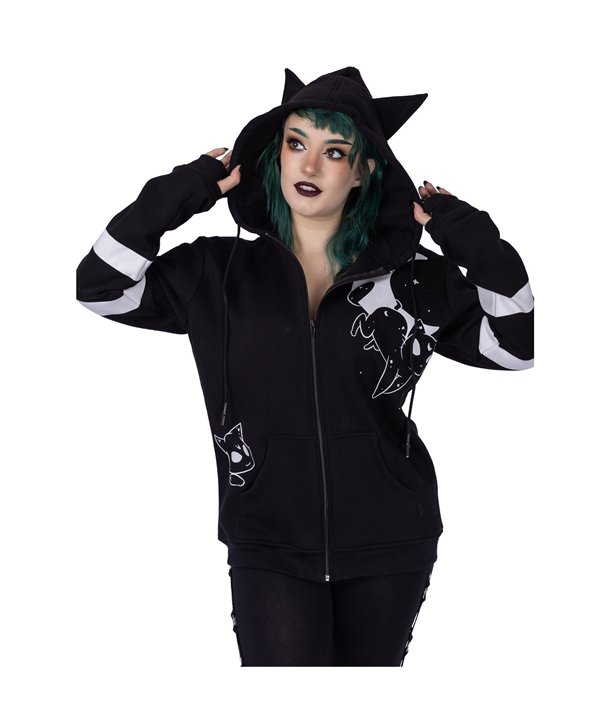 Sweat Shirts Femme MOON CATS Noir
