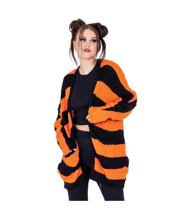 Cardigans Femme IN A DAZE Noir / Orange