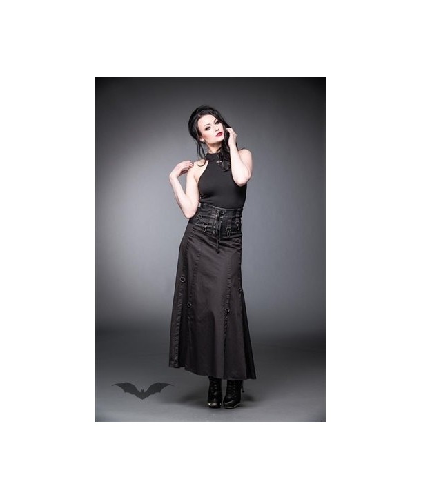 Jupe Queen Of Darkness Gothique Long Skirt With Lacing And Carabiner