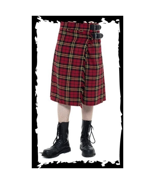 Kilt Queen Of Darkness Gothique Red & Yellow Chequered Thick Kilt