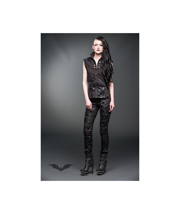 Pantalon Queen Of Darkness Gothique Shiny Pants With Skull Application On Po