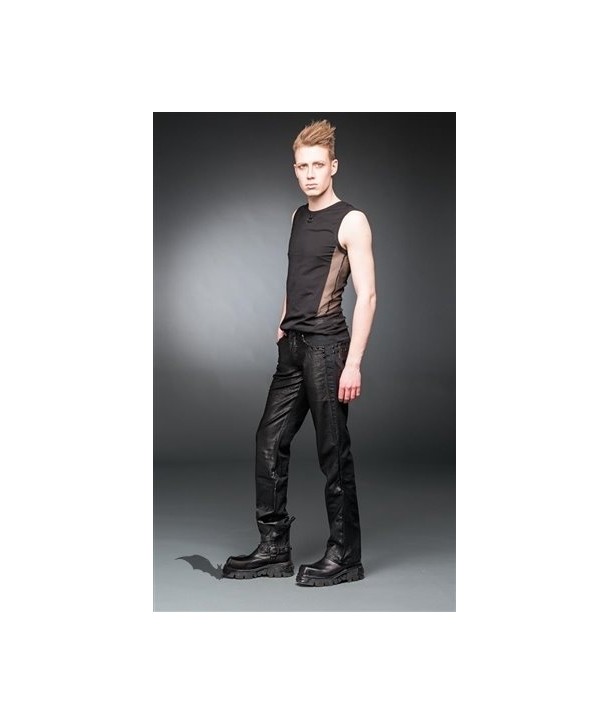 Pantalon Queen Of Darkness Gothique Black Pants With Leather-Look Applicatio