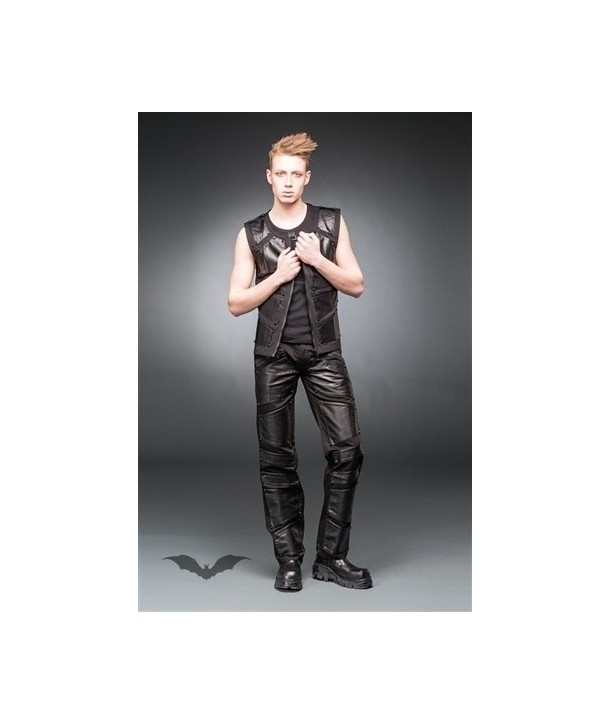 Pantalon Queen Of Darkness Gothique Black Pants With Metal Plate Look Applic