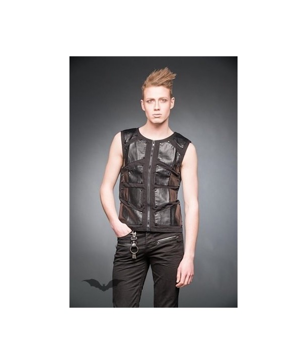 Debardeur Queen Of Darkness Gothique Vest With Metal Plate Look Applications