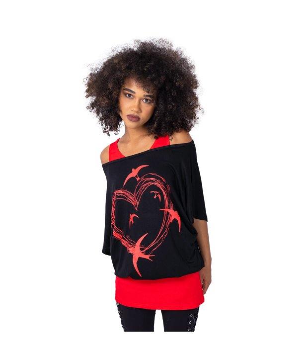 Tops Femme BIRDIE HEART Noir / Rouge