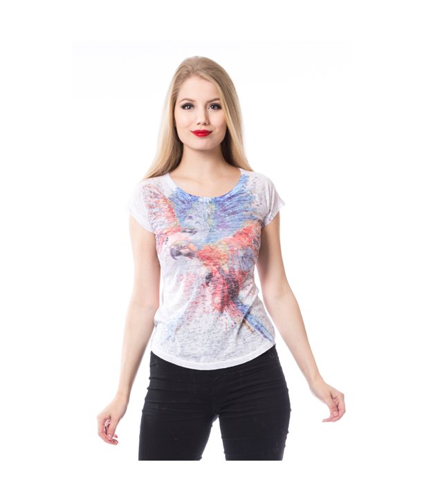 Tee Shirts Femme COLOURFUL PARROT T Blanc
