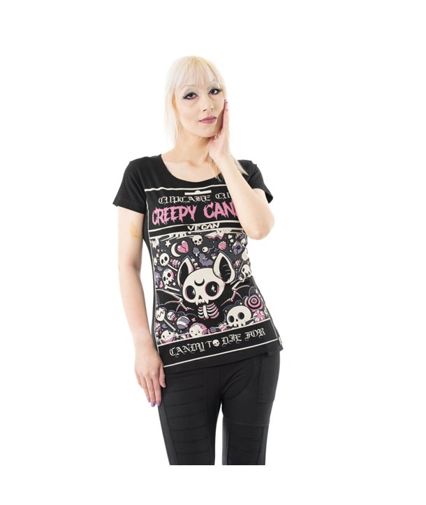 Tee Shirts Femme CREEPY CANDY T Noir
