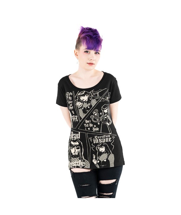 Tee Shirts Femme CERTIFIED INSANE T Noir