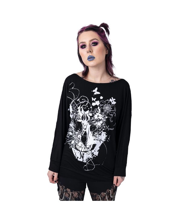 Tops Femme GRUNGE SKULL Noir