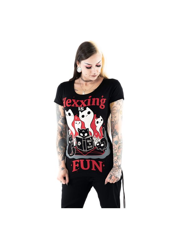 Tee Shirts Femme HEXXING IS FUN T Noir